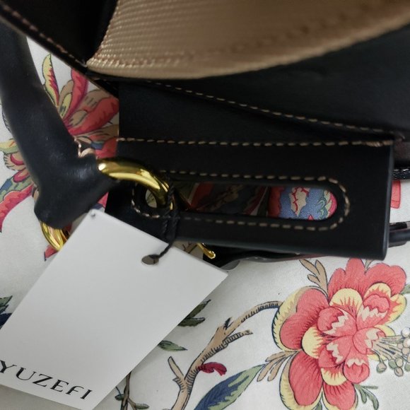 SOLD Yuzefi Larger Bom Black Khaki Leather Canvas NWT - Picture 3 of 8